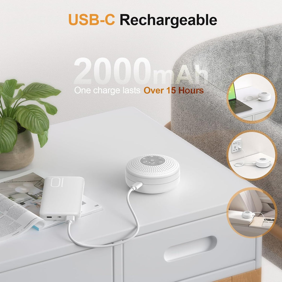 White Noise Machine Einschlafhilfe Babys Erwachsene, Portable White Noise Machine Baby USB, Weisses