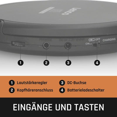 Lenco CD-Player CD-200 Discman mit LCD-Display - Batterie- und Netzfunktion - Hörbuchfunktion - Inkl