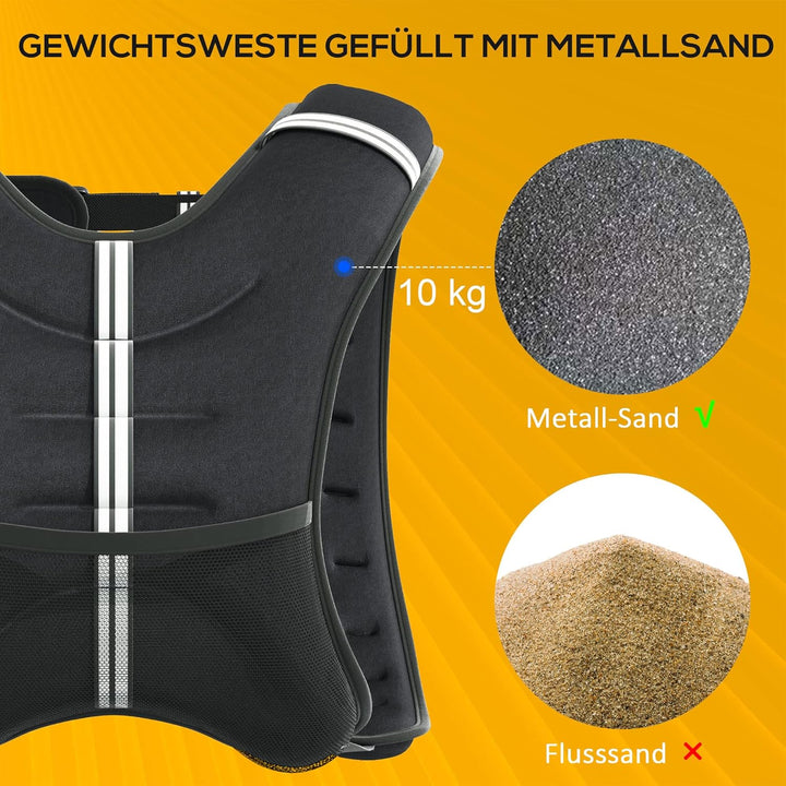 HOMCOM Gewichtsweste Weight Vest 10 kg verstellbar für Gewicht Tranning Krafttrainning Mann/Frau Oxf