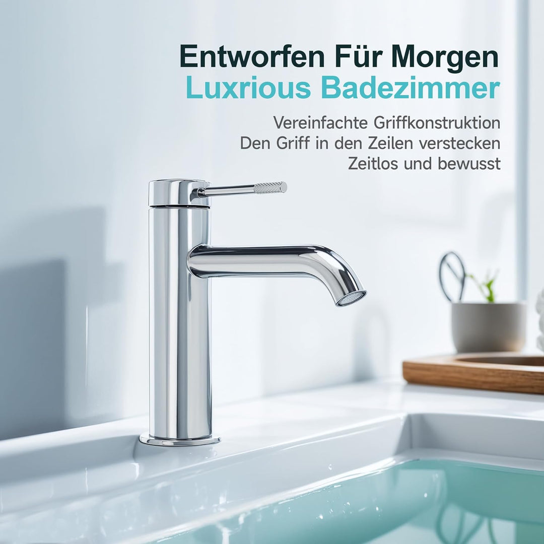 Wasserhahn Bad Einhebelmischer Waschtischarmatur für Badezimmer mit Auslaufhöhe 86 mm für Gäste-WC A