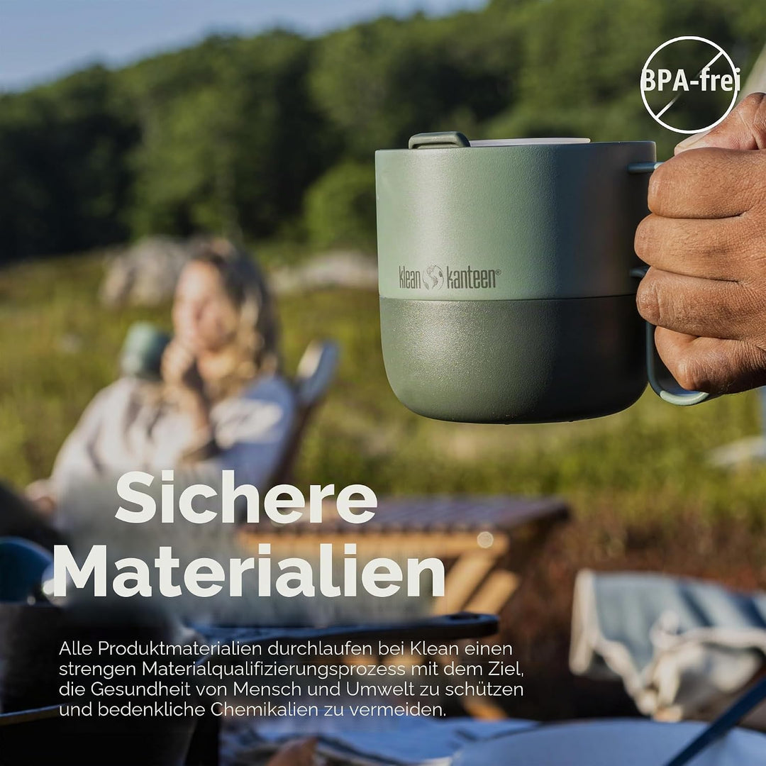 KleanKanteen RiseMug mit Flip Lid in der Farbe: Sea Spray, 414ml, aus Edelstahl hergestellt, spülmas
