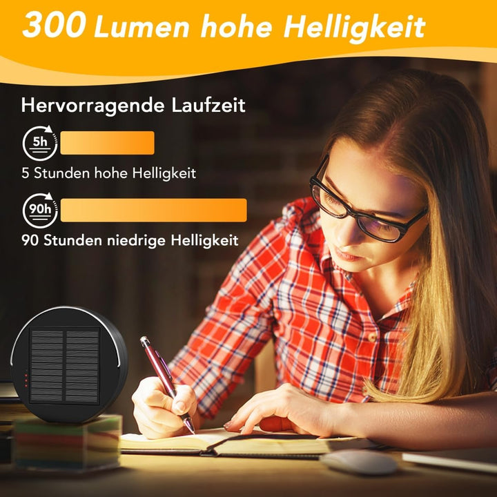 Lepwings Campinglampe Solar mit 5M 50 Led Lichterkette, Campinglaterne Tragbare mit 4000mAh Batterie