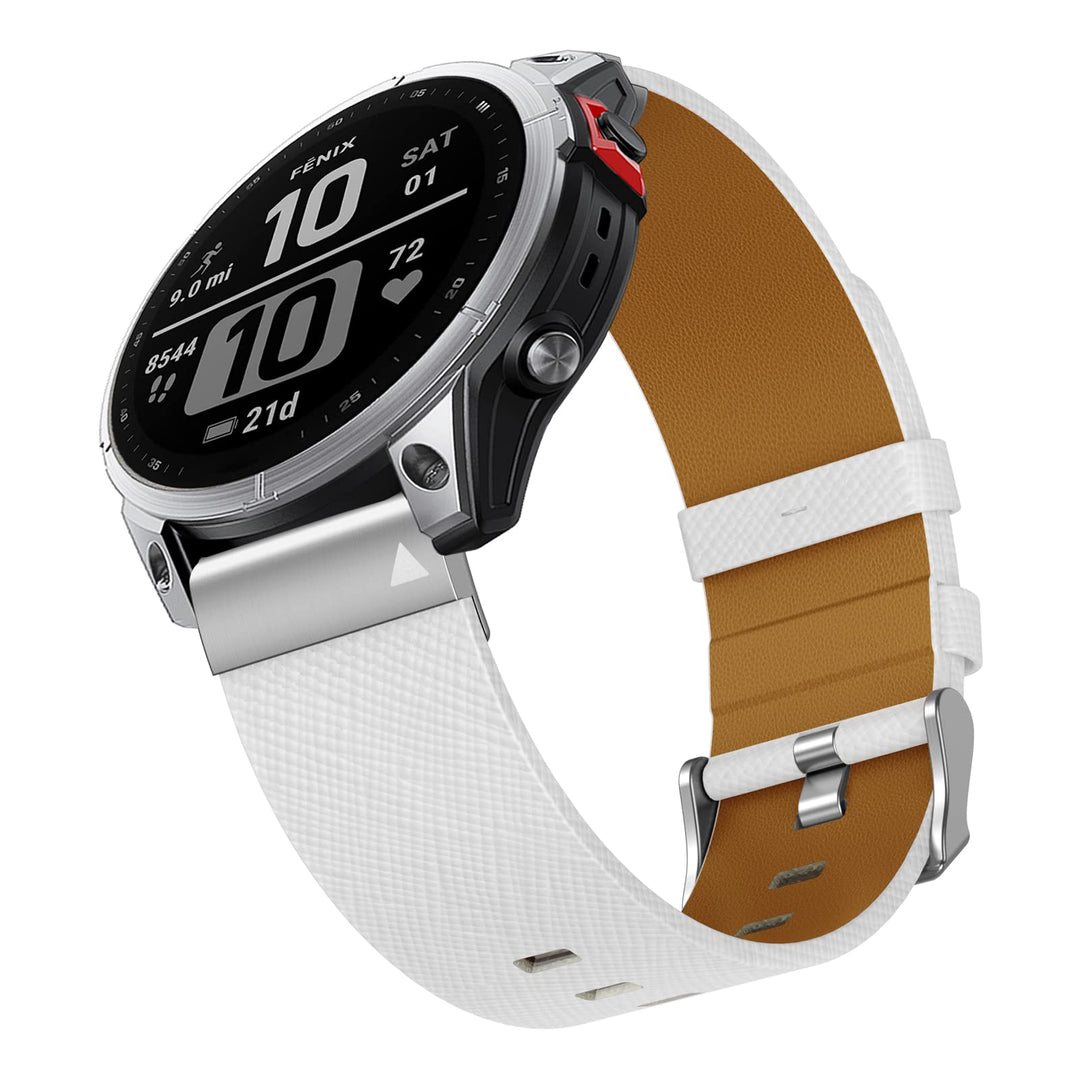 Armband für Garmin Fenix 7X, 26mm Echte Leder Ersatzarmband Quick-Fit Uhrenarmband für Garmin Fenix