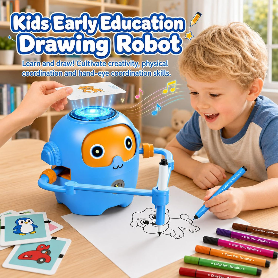 Zeichenroboter für Kinder mit 25 NFC Karten, 5 Stiften &amp; 12 Buntstiften
