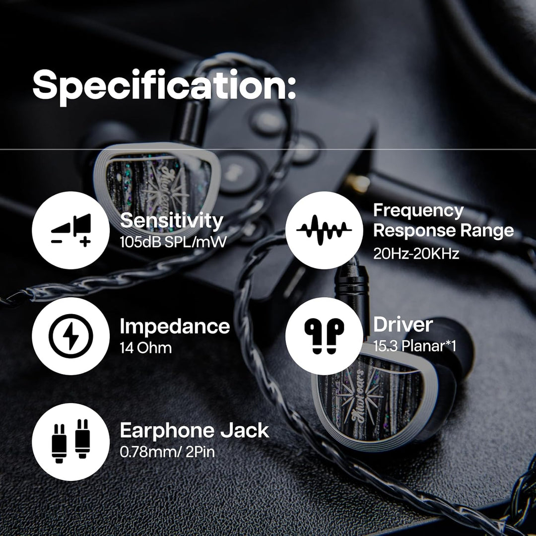 Linsoul Kiwi Ears Aether In Ear Monitor, 15,3mm grosser Planartreiber IEM-Kopfhörer, HiFi-kabelgebun