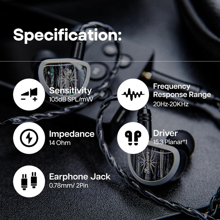 Linsoul Kiwi Ears Aether In Ear Monitor, 15,3mm grosser Planartreiber IEM-Kopfhörer, HiFi-kabelgebun