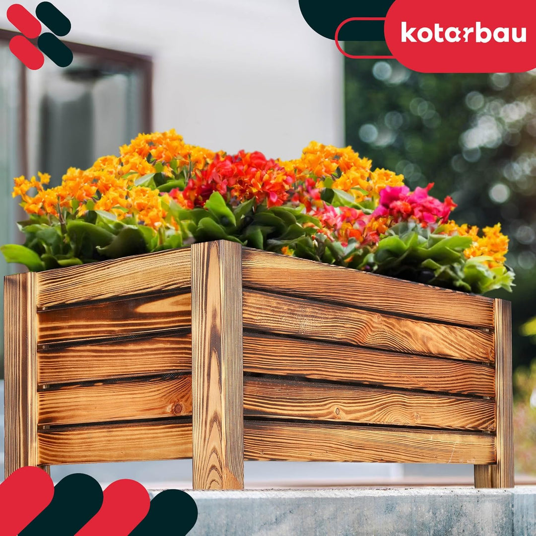 KOTARBAU® Blumenkasten - 60 x 33 x 25 cm - Pflanzkasten mit Vlies - Pflanzkübel gross aussen - Balko