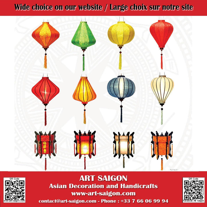 Lampion, asiatische Hoi an Seide Mauve R – Ø 38 cm (REF. R25-M) – Kunsthandwerk aus Vietnam.