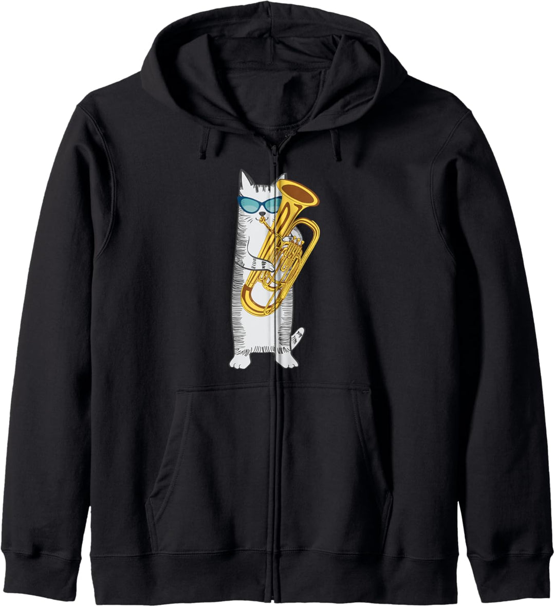 Tuba Cat Wearing Retro Sunglasses For Low Brass Players Kapuzenjacke
