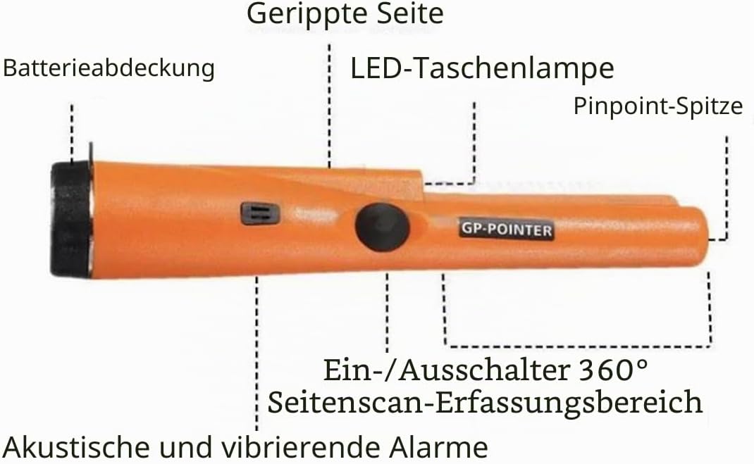 Metal Detectors Portable Gold Hunter GP-POINTER Orange Gold Finder Hand Held with LED light for Low