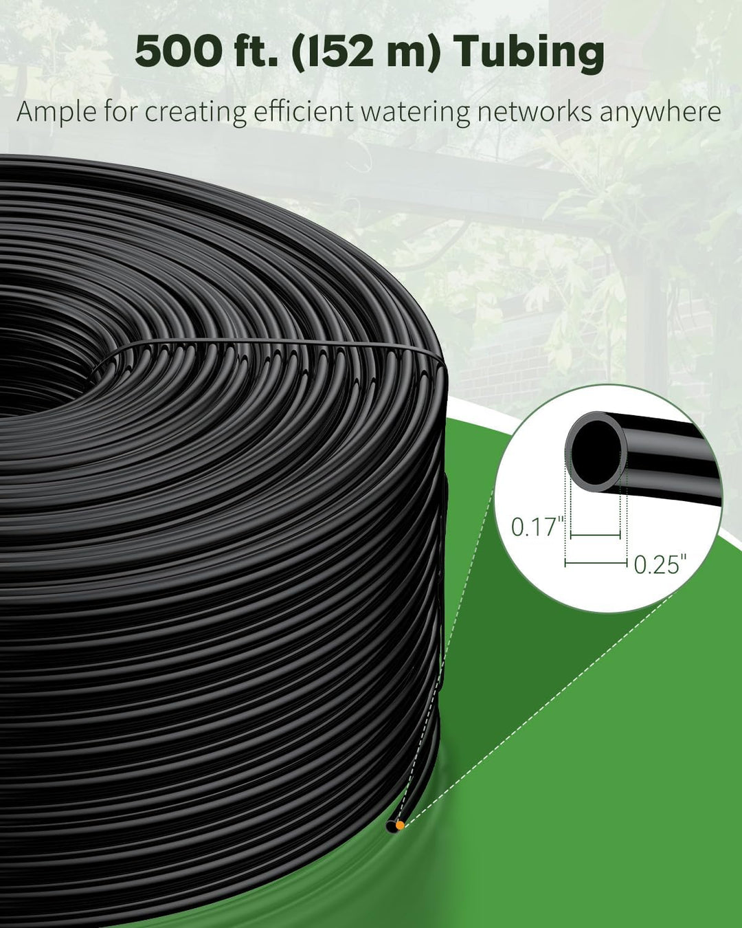 Pawfly 152 m 6,35 mm Tropfbewässerungsschlauch, PVC-Blindrohr für Tropfbewässerungssysteme, schwarze