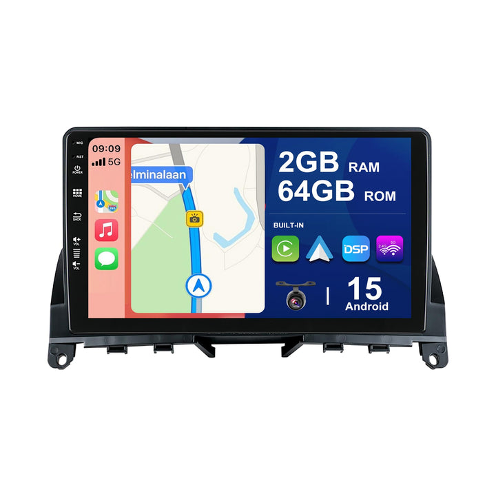 Android 15 IPS Autoradio für Benz W204 S204 C-Class C180 C200 C220 (2006-2011) - Eingebautes CarPlay