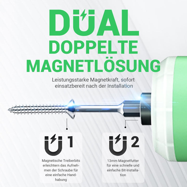 DCA 4V Elektrischer Schraubendreher-Set, 5 N·m mit 2000-mAh-Li-Ionen-Akku, 6,35 mm Magnet-Sechskanta