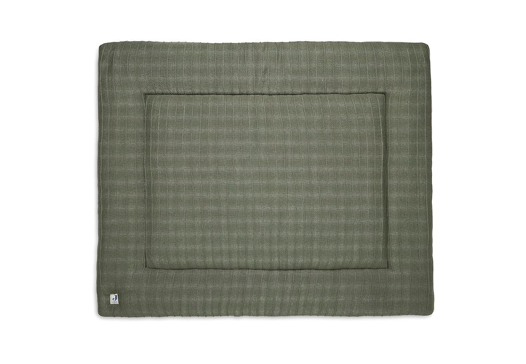Jollein Krabbeldecke für Baby - Pure Knit, Leaf Green - Bio-Baumwolle - Laufgittereinlage - 75x95 cm