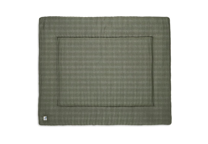 Jollein Krabbeldecke für Baby - Pure Knit, Leaf Green - Bio-Baumwolle - Laufgittereinlage - 75x95 cm