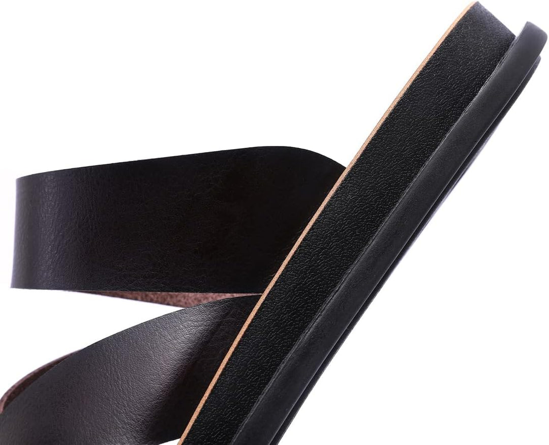 Harssidanzar Herren Sandalen Hausschuhe Cross Straps Slide Slip On Flip Flops für Männer Toe Ring St