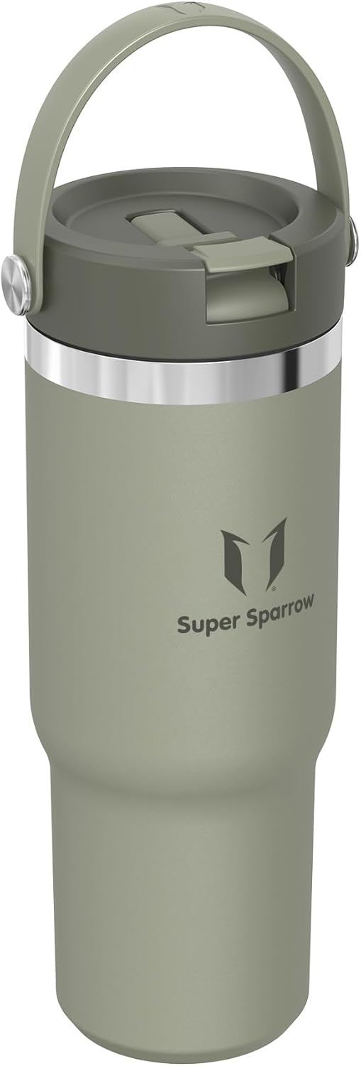 Sparrow Trinkflasche Edelstahl - Twistpath Thermosflasche mit Flex-Strohhalmdeckel - 900ml - BPA-fre