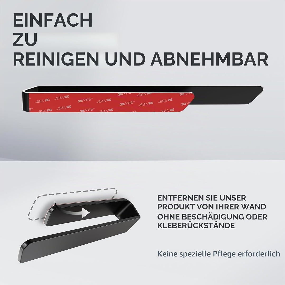 Handtuchhalter Svenskoya Schwarz aus gebürstetem Aluminium | zum Kleben | 40cm | modernes Schlichtes
