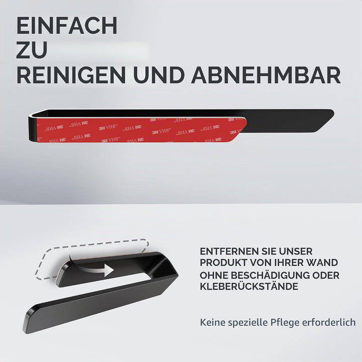 Handtuchhalter Svenskoya Schwarz aus gebürstetem Aluminium | zum Kleben | 40cm | modernes Schlichtes