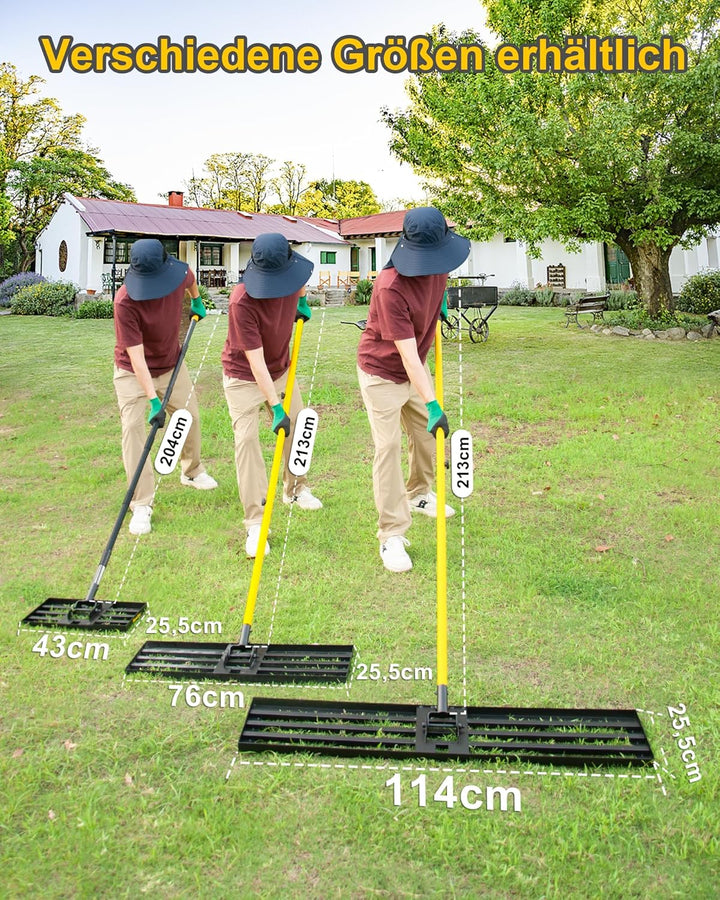 Rasen-Nivellierungsrechen, 2,13m, 76 x 25cm, Nivellierwerkzeug, robust, müheloses Rasen-Nivellierwer