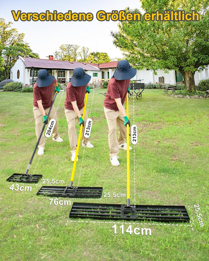 Rasen-Nivellierungsrechen, 2,13m, 114x 25cm, Nivellierwerkzeug, robust, müheloses Rasen-Nivellierwer