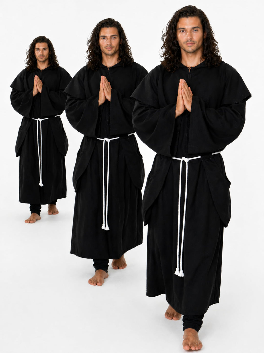 MAYLYNN 18109 - Kostüm Mittelalter Mönch Herren Abt schwarz 3tlg, Grösse:XL XL Schwarz, XL Schwarz