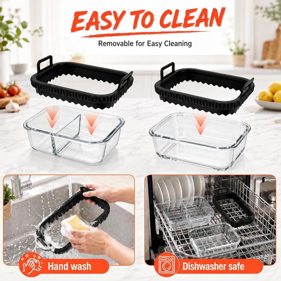 2 Stück Glasauflaufform für Heissluftfritteuse, kompatibel mit Ninja AF400EU/DZ400EU/AF500EU, COSORI