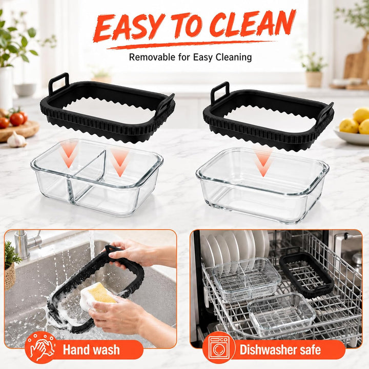 2 Stück Glasauflaufform für Heissluftfritteuse, kompatibel mit Ninja AF400EU/DZ400EU/AF500EU, COSORI