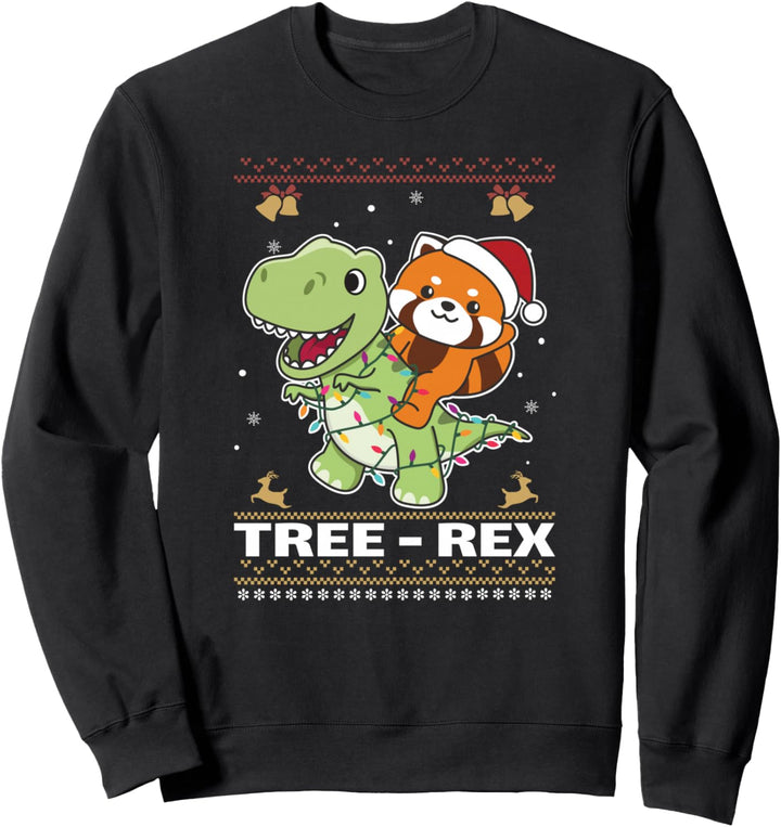 Frohe Weihnachten Hässliche Weihnachten Roter Panda T-Rex Tree Rex Sweatshirt