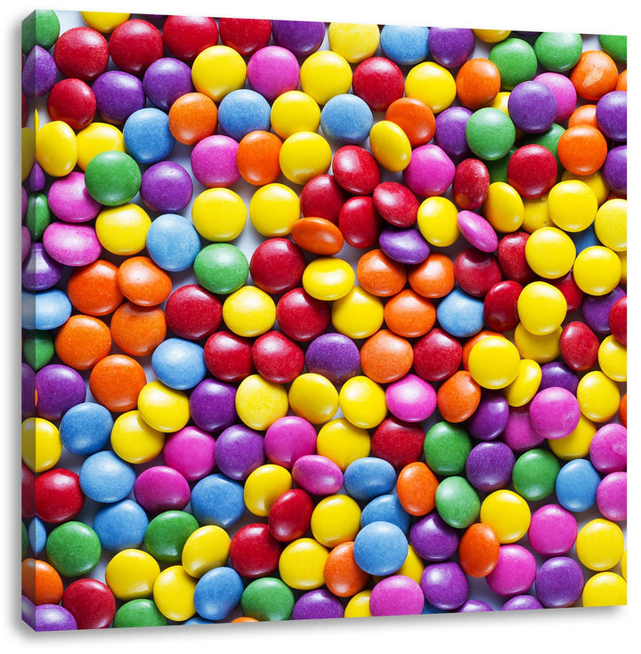 Pixxprint Sweet Candies, Format: 70x70 auf Leinwand, XXL riesige Bilder fertig gerahmt mit Keilrahme
