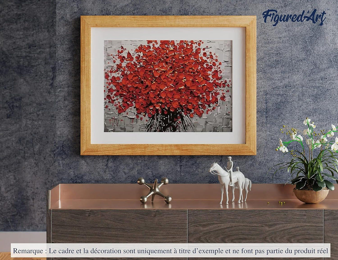 Figured'Art Malen Nach Zahlen Erwachsene Abstrakte rote Blumen - Paint by Numbers Basteln DIY Bastel