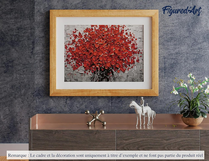Figured'Art Malen Nach Zahlen Erwachsene Abstrakte rote Blumen - Paint by Numbers Basteln DIY Bastel