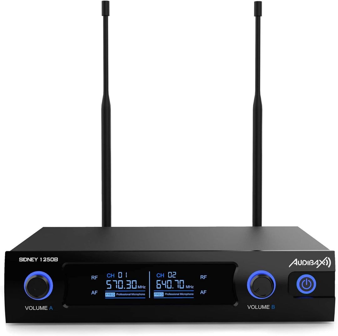 Audibax Sidney 1250 B Micrófono Doble Mano Profesional UHF Frecuencia B + Maleta