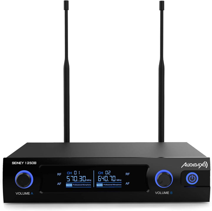 Audibax Sidney 1250 B Micrófono Doble Mano Profesional UHF Frecuencia B + Maleta