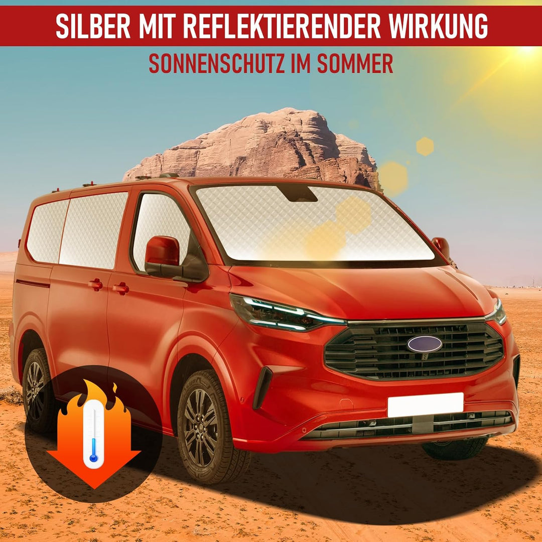 8Stk Thermomatte Fahrerhaus passend für Ford Transit Custom SWB, Interne Auto Sonnenblende Frontsche