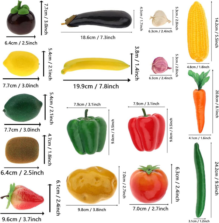 Meiwlong 16 PCS Gefälscht Realistisch Kunststoff Gemüse Künstliche Lebensecht Früchte Modell Dekorat
