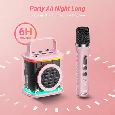 TONOR Mini Karaoke Maschine mit ein Drahtlosen Funkmikrofon,Tragbarer Bluetooth Karaoke Lautsprecher