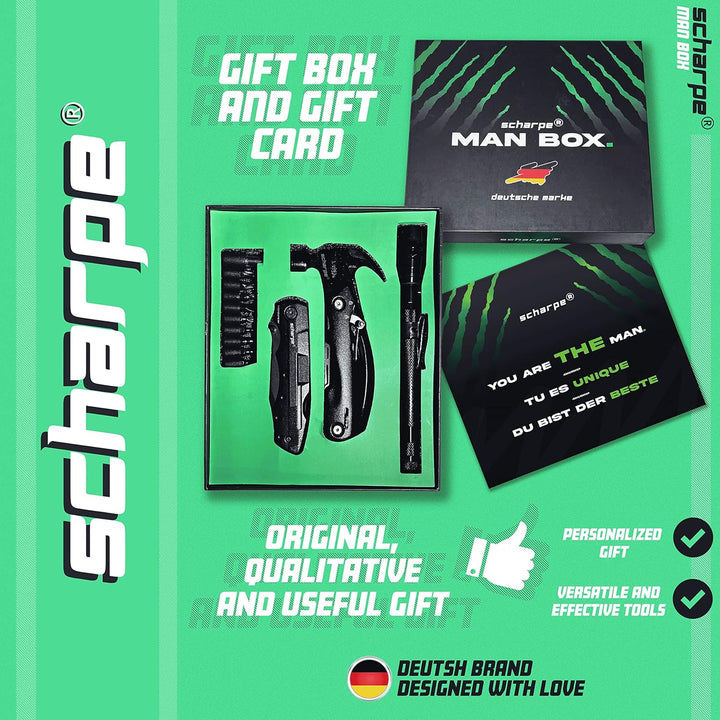 SCHARPE Geschenke für Männer | Persönliche Geschenkbox mit Hochwertigen Gadgets und Multifunktionswe