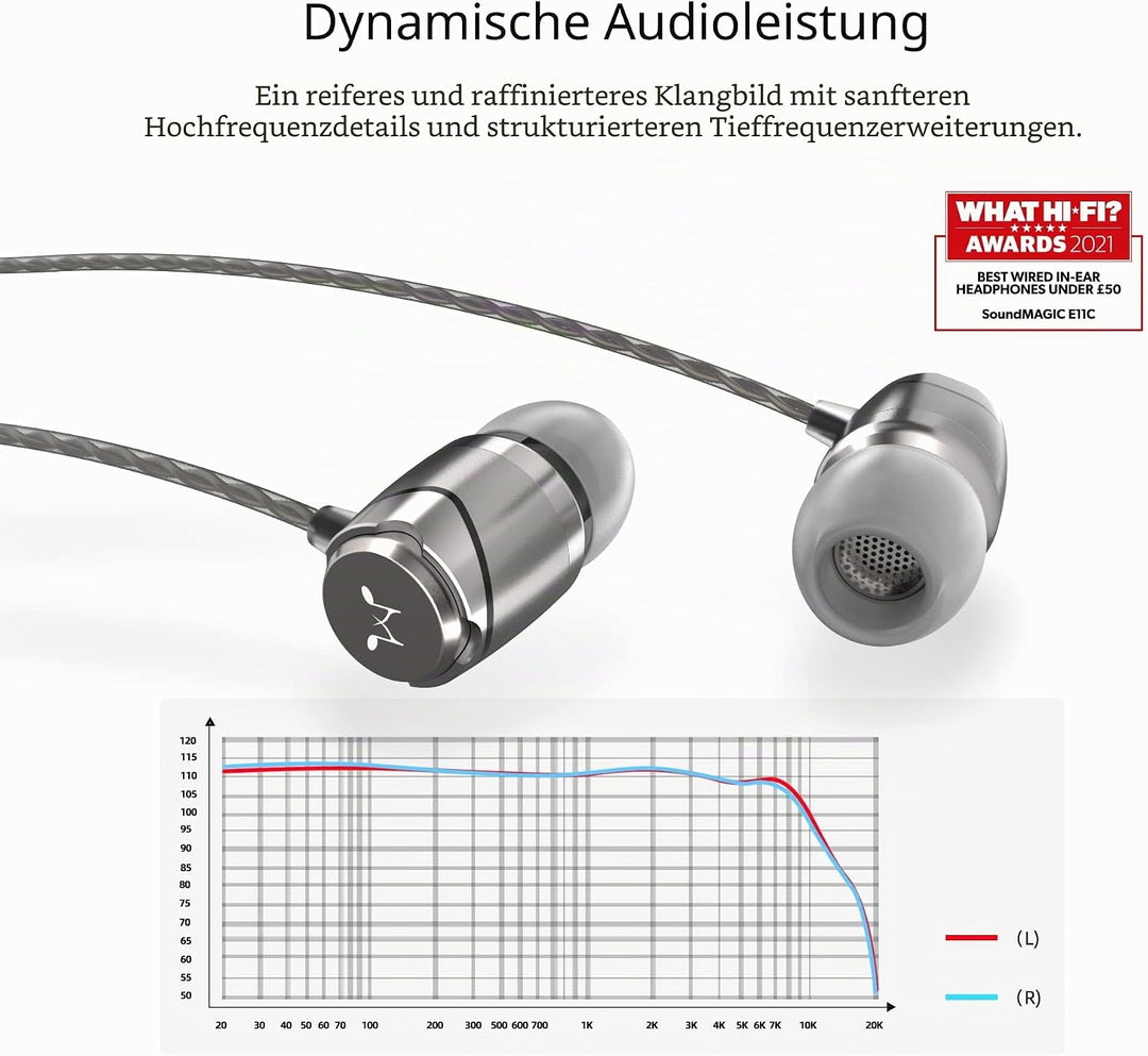 SoundMAGIC E11C Kabelgebundene Kopfhörer mit Mikrofon, HiFi-Stereo-Ohrhörer, geräuschisolierende In-
