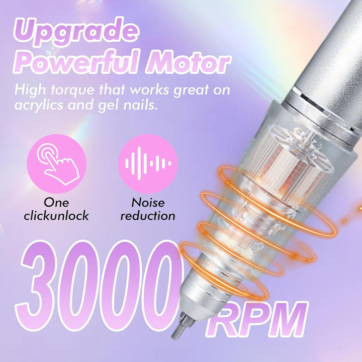 Professioneller Aufsteckbarer Nagelfräser, Elektrische Nagelfeile 30000U/Min mit LED Display, Profes