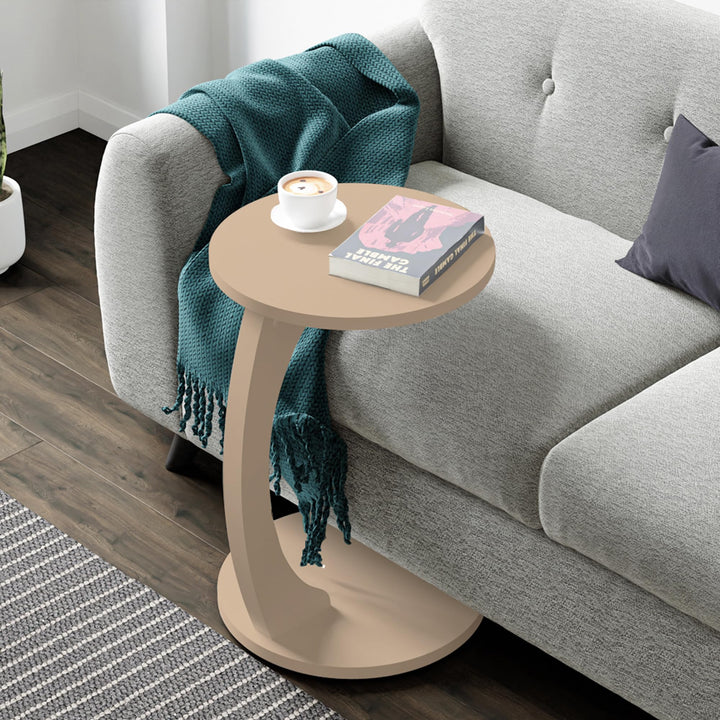 [en.casa] Beistelltisch Holeby Couchtisch Sofatisch auf Rollen Betttisch Laptoptisch C-Form Wohnzimm