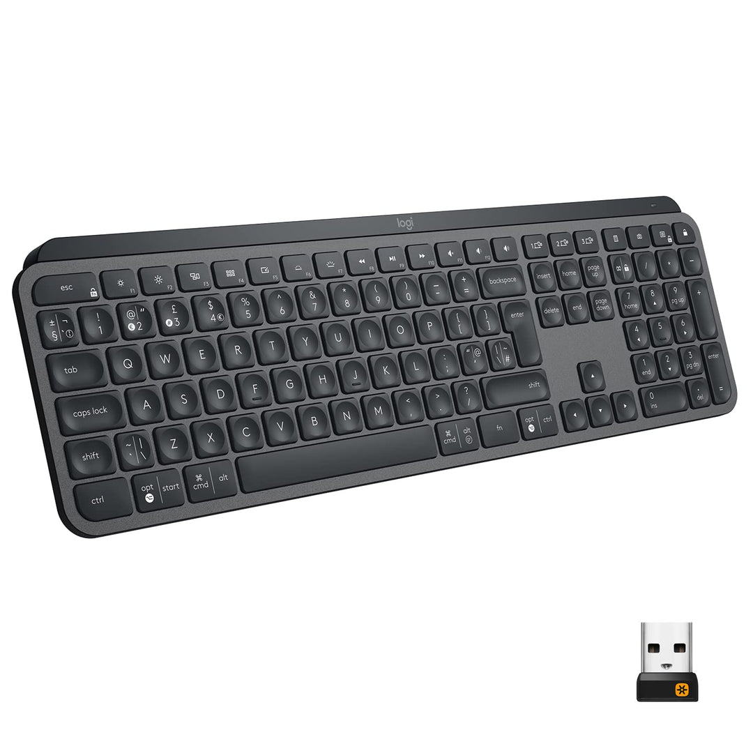 Logitech MX Keys Kabellose Tastatur, Bluetooth & USB-Empfänger, USB-C Anschluss, 5-Monate Akkulaufze