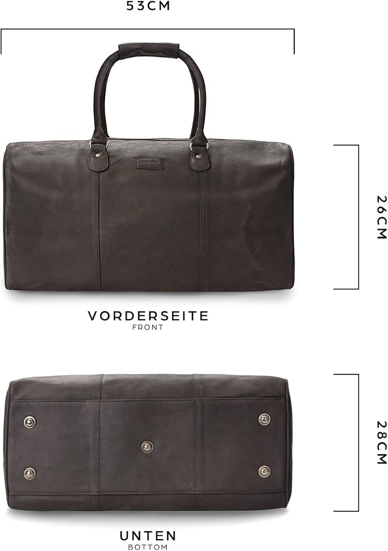 LEABAGS Leder Weekender Damen & Herren I Echtleder Premium Reisetasche I 40 l Sporttasche I Duffle T