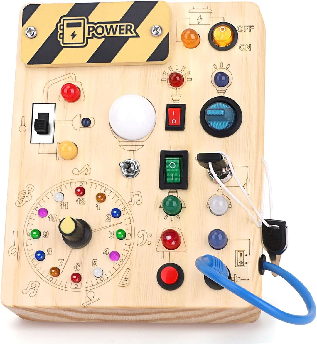 Busy Board Montessori Spielzeug Activity Board Sensorik Spielzeug Mit 10 Schaltern und 23 LED Lichte