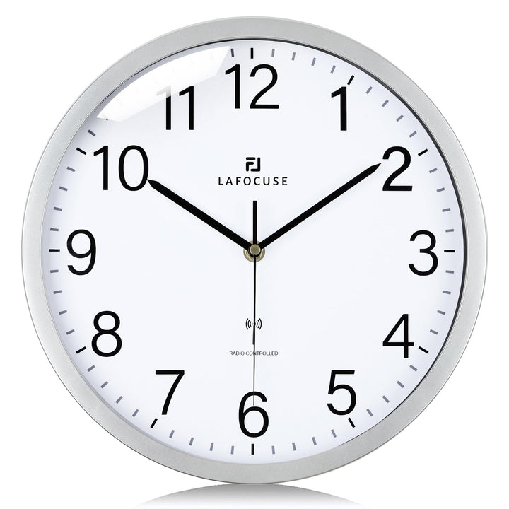 Lafocuse 30cm Wanduhr Funk Ohne Tickgeräusche Modern, Hohe Genauigkeit Funkuhr Einfach zu Lesen, Sil