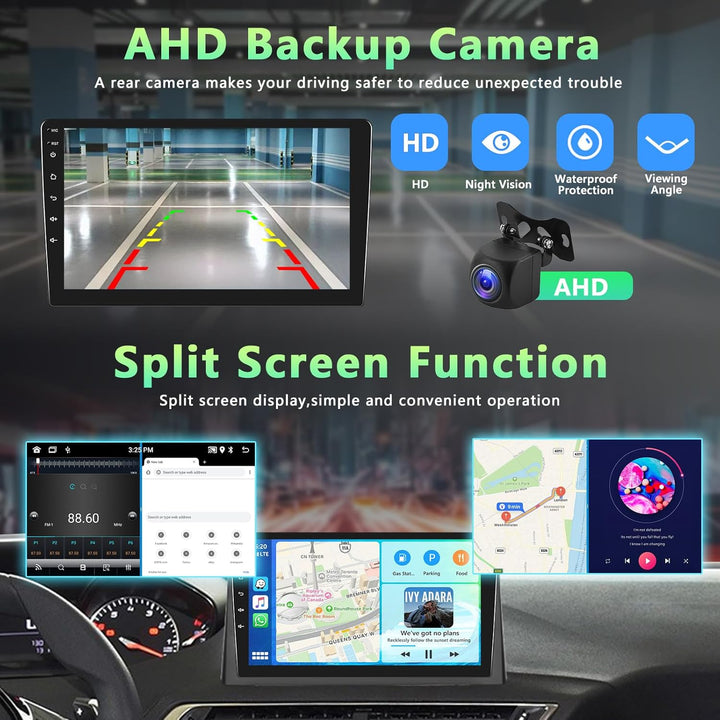 2GB+64GB 2 Din Carplay Autoradio mit Kabellosem Android Auto, 10.1 Zoll Android Touchscreen Bluetoot