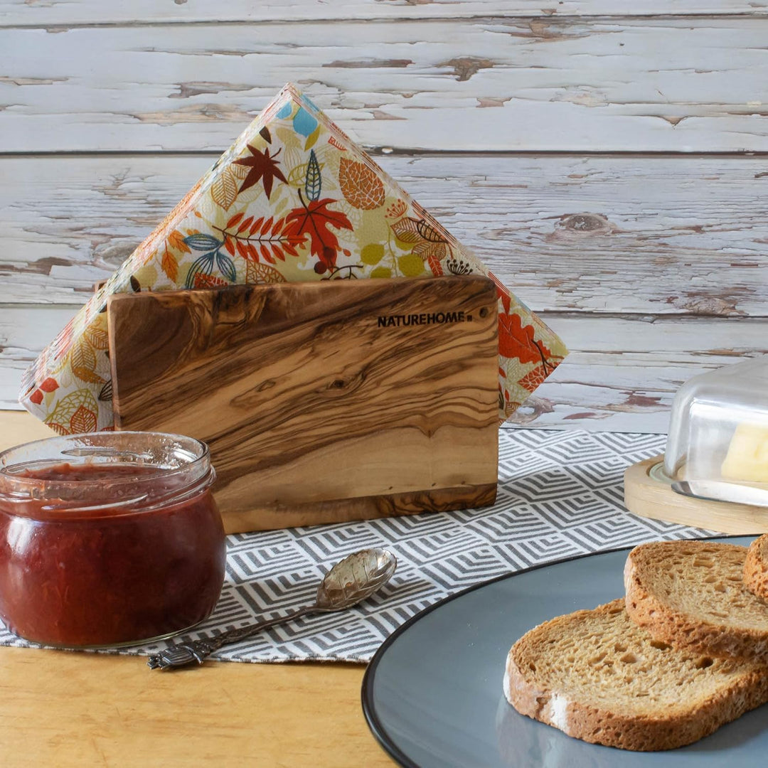 NATUREHOME Hochwertiger Serviettenhalter aus nachhaltigem Olivenholz Exklusiver, langlebiger und umw