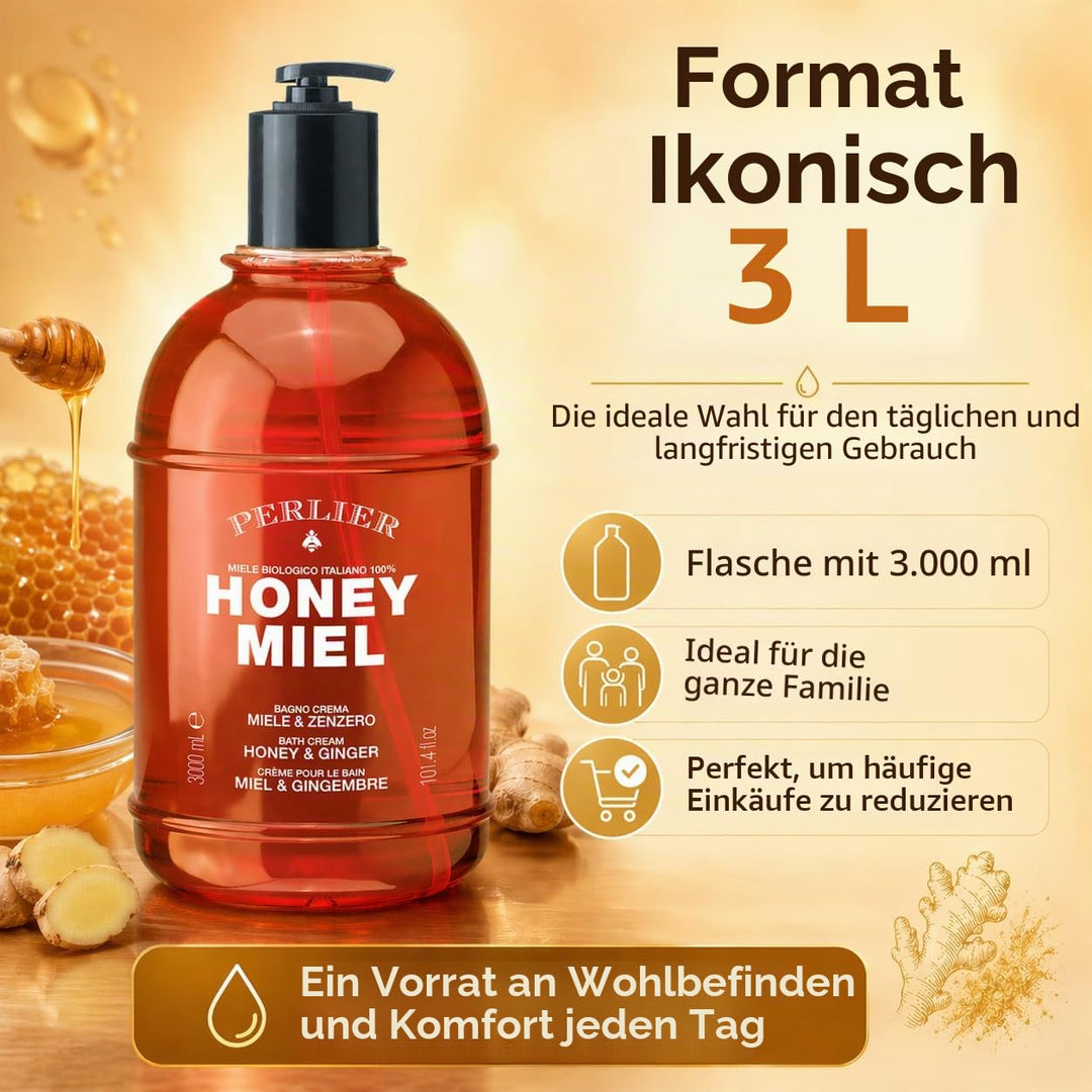 Perlier Honig Miel Badcreme Honig & Ingwer - mit Honig Bio 100% Italienisch - 3000 ml mit Dosierer