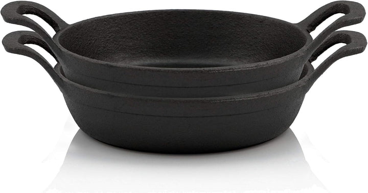 BBQ-Toro Gusseisen Servierpfännchen Set, 2 Stück | Ø 16 cm - rund | Grillpfannen Pfännchen, Gusspfan