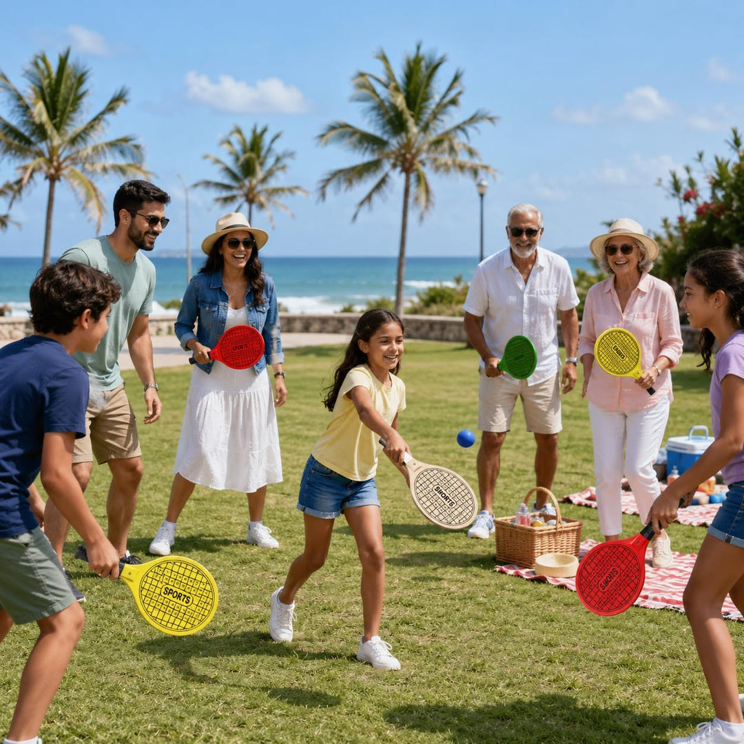 Generisch Strand-Tennisschläger 39 cm Gelochte Holzschläger Beach Tennis Pool Party Schläger mit Bal